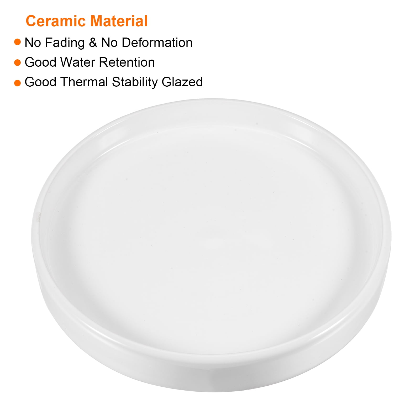 Unique Bargains Round Ceramic Plant Saucer Flower Drip Tray for Gardening White 6.5"