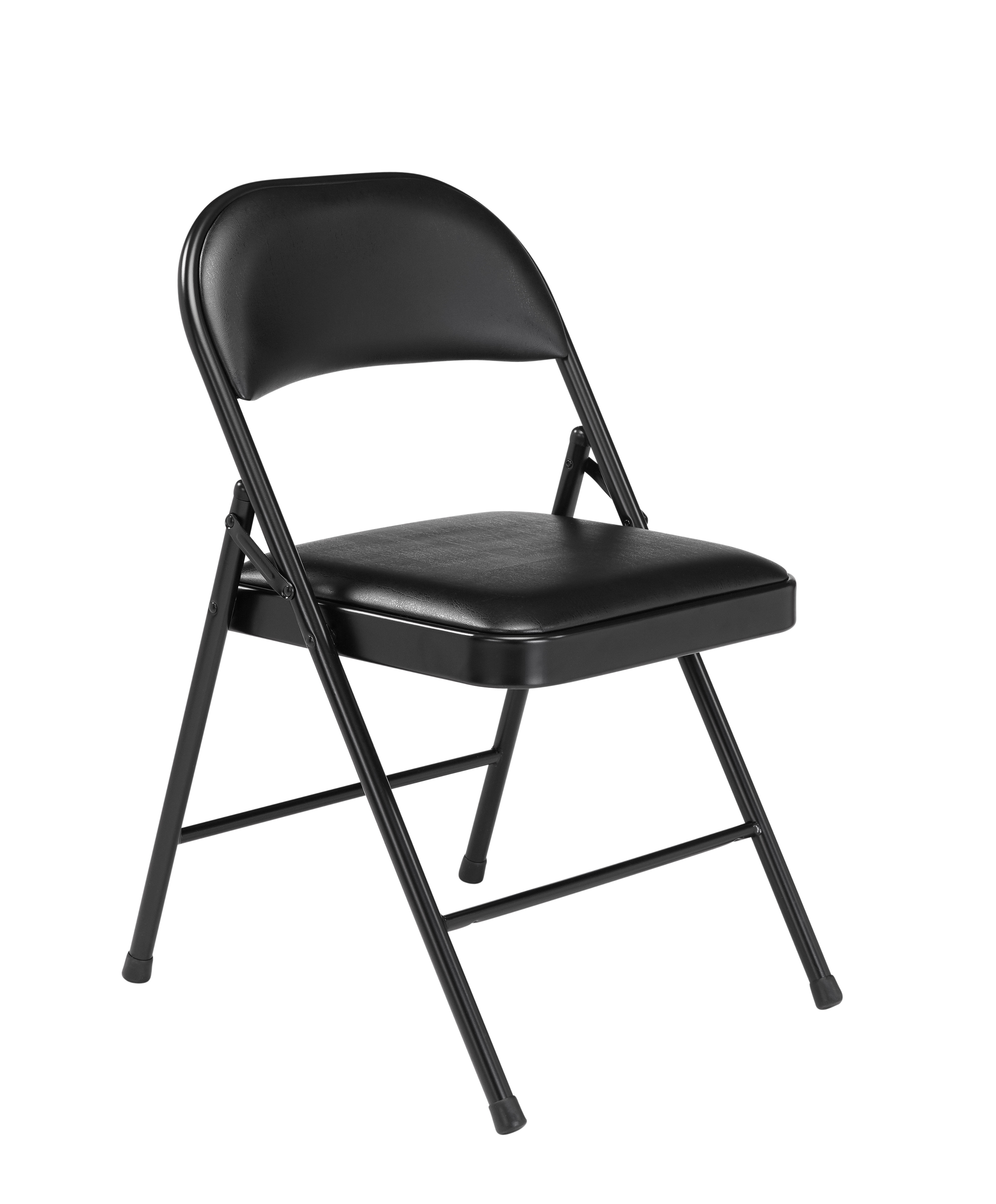 Black Vinyl Upholstered Commercialine Folding Chair, 4