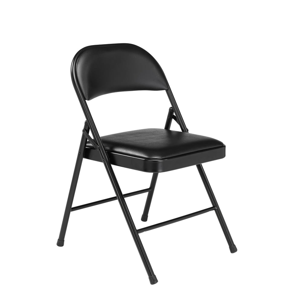 Black Vinyl Upholstered Commercialine Folding Chair, 4 Pack Walmart