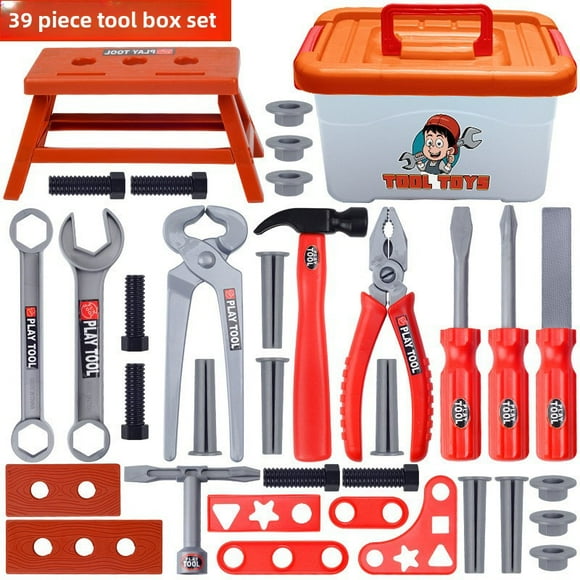 39-Piece Pretend Play Tool Set for Kids 4-6: Interactive Educational Toy with Drill, Saw, Screwdriver & Storage Case – Boosts Cognitive Skills, Hand-Eye Coordination & Problem-Solving Through Safe,