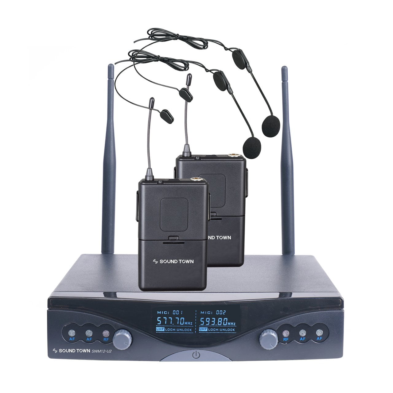Sound Town Professional DualChannel UHF Wireless Microphone System
