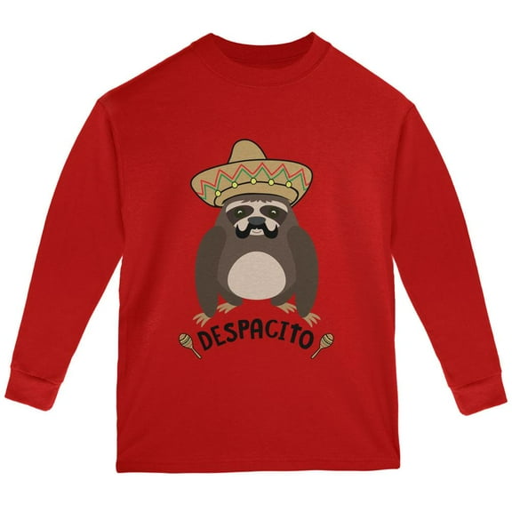 Despacito Means Slowly Funny Sloth Pun Youth Long Sleeve T Shirt Red YLG