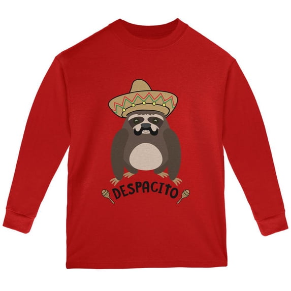 Despacito Means Slowly Funny Sloth Pun Youth Long Sleeve T Shirt Red YLG
