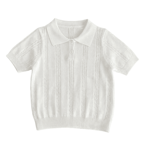 Girl Uniform Shirt Knit Collared Short Sleeve Fit Tops Summer Casual Solid School Tops for Girls