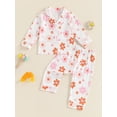 thumbnail image 2 of Suealasg Little Girls Fall Pajamas Outfits 1T 2T 3T 4T 5T 6T 7T Kids Girls Floral Print Long Sleeve Shirt Long Pants Child Girls 2pcs Sleepwear Loungewear Set, 2 of 8