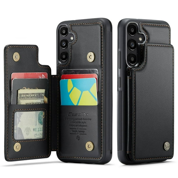 Funda para Samsung Galaxy A55 con tarjetero, funda tipo cartera para hombre y mujer con bloqueo RFID, funda de piel resistente con cierre magnético y función atril, a prueba de golpes
