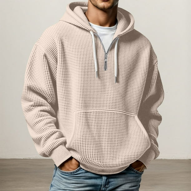 MHFRRA Sudadera con Capucha y Cremallera Texturizada, con Cremallera Completa y Bolsillos Delanteros para Uso Informal y Actividades Al Aire Libre, Chaqueta Deportiva Ligera y Cómoda Beige