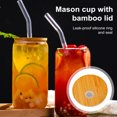 thumbnail image 3 of Sunjoy Tech 4 Pcs Bamboo Lid with Straw Hole Leak-proof Silicone Seal Lid 2.76inch Canning Lid Regular Mouth Jars Replacement Bamboo Lid for Beer Glasses Reusable Cup Lids, 3 of 7
