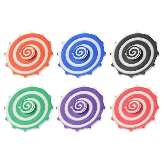 6Pcs Candy Color Double Sided UV Printing Finger Gyroscope Colorful Decompression Toy Stress Relief Toy Party Favors for Kids Boys Girls
