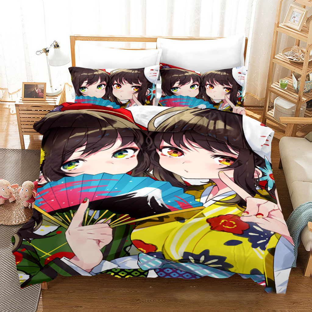 Anime Quilt Cover Demon Slayer Tanjirou Nezuko Bed Cover King Size 3D