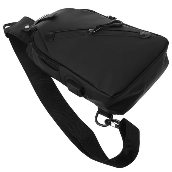 STRANDCHIC Black Nylon Crossbody Bag with USB Charging Port for Men, Storage and Travel Organizer