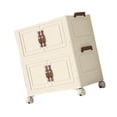 thumbnail image 3 of Gabinete de almacenamiento plegable Cajas de almacenamiento plegables Ligero Moderno con ruedas Contenedores de almacenamiento para sala de estar Casa Beige 2 Capas 65 cm, 3 of 10