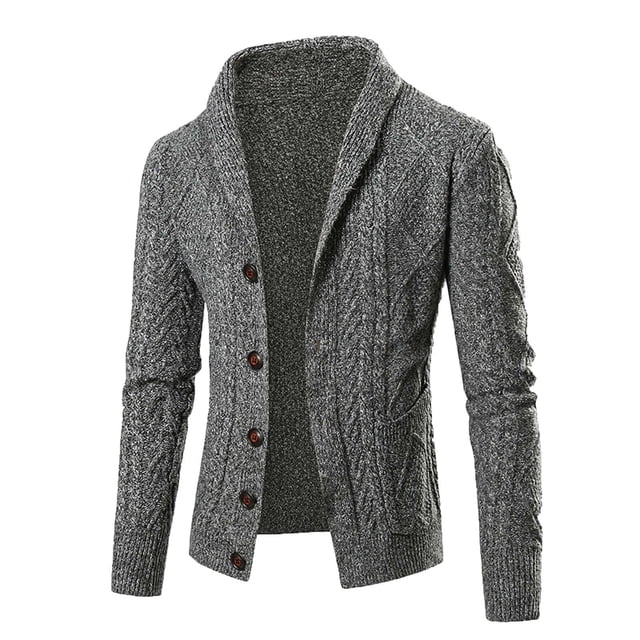 CEHVOM Cardigan à Manches Longues à Boutons Simples pour Hommes avec Poches et Col Rabattu