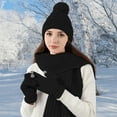 thumbnail image 5 of Winter Hat Scarf Gloves Set for Women & Men - 3-in-1 Warm Knit Beanie Touchscreen Gloves Long Scarf - Acrylic Stretchy One Size Fits Most - Perfect Christmas Gift for Her Him, 5 of 6
