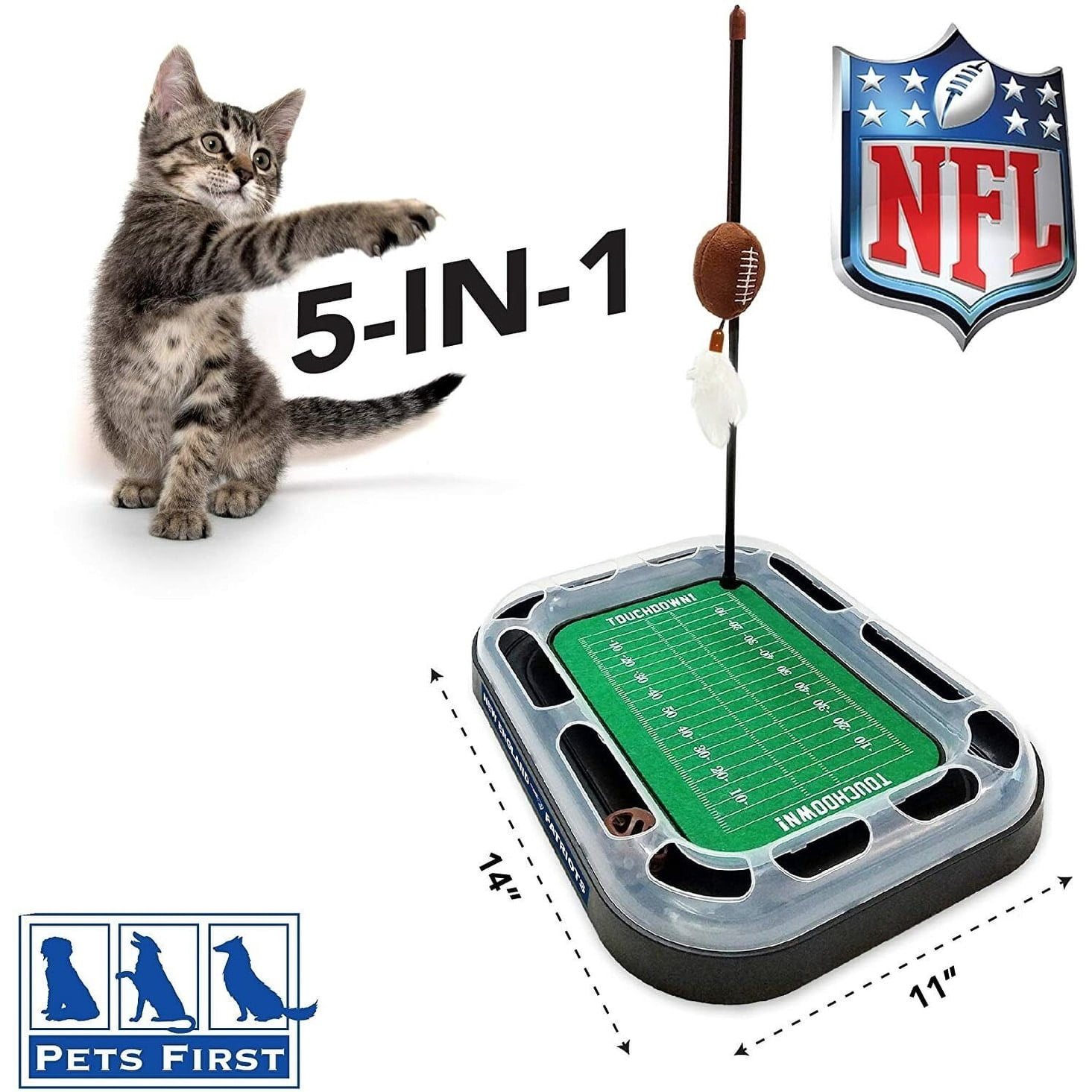 Pets First NFL Cat Scratcher Toy with Catnip Plush & Feather Cat Toy 6-in-1 Kitty Toy Chicago Bears