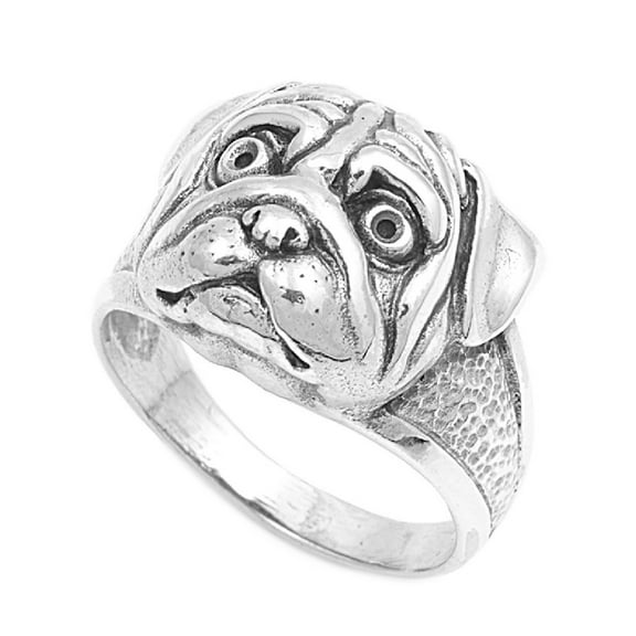 925 Sterling Silver Bulldog Ring Size 10