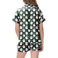 thumbnail image 4 of NIEWTR Girl Kids Pajamas Sets Halloween Pattern Printed With Notched Collar Short Sleeve Tops and Shorts For Home Wear Cozy For Lightweight and Breathable Comfort Sleepwear, 4 of 5