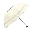 thumbnail image 1 of Bewildely Paraguas de sol para mujer, y exquisito, portátil, europeo, impermeable, para niñas y mujeres, paraguas triple plegable, Paraguas de lluvia Beige, 1 of 6