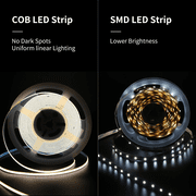 DAYBETTER COB LED Strip, 16.4ft 3000K Warm White Dimmable, 24V 1600 LEDs 2835 Flexible Light for Bedroom Home Decor