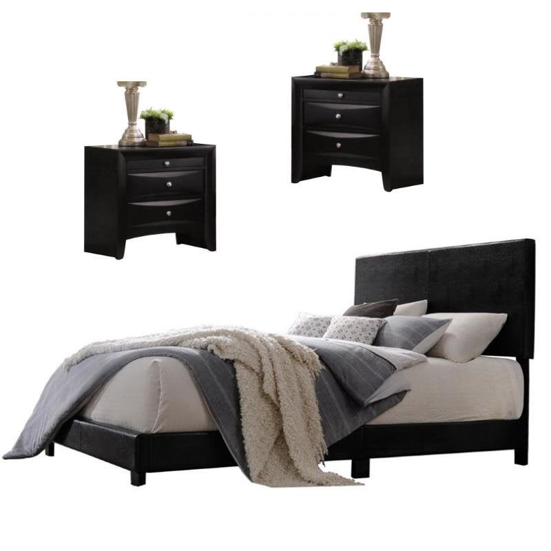 Ireland 3 Piece Bedroom Set Twin Panel Bed and (Set of 2) Nightstand in