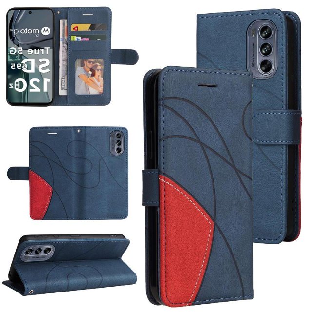 GANGXUN Flip Case for Motorola Moto G62 – Leather Wallet Cover with Card Slots, Kickstand & Color Stitching Protective Folio