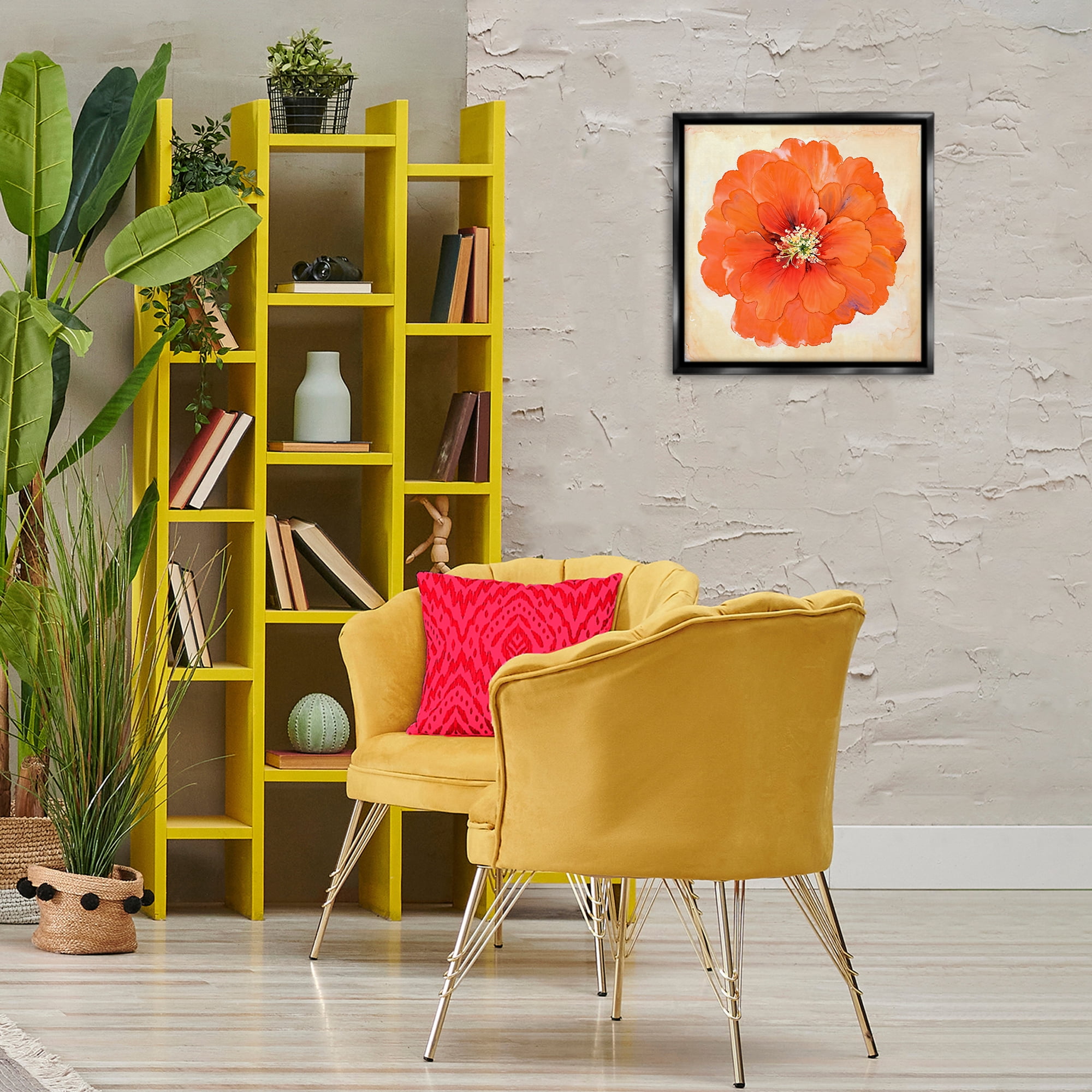 Stupell Industries Mixed Media Flowers Plants & Flowers Painting Black Floater Framed Canvas Art Print Wall Art, 18 x 18