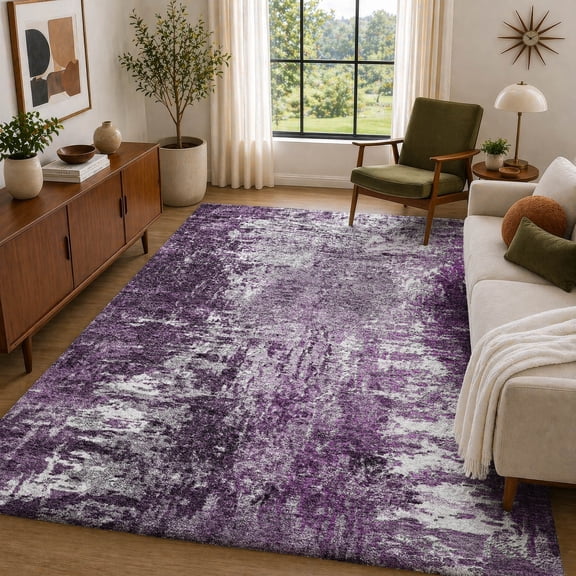 Addison Rugs Dream Shag Premium Machine Washable Transitional Modern Eggplant Rectangle Rug, 10' x 14'