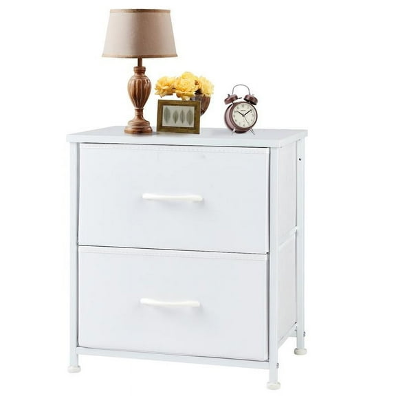 Nightstand with 2 Fabric Drawers, Dresser, End Table, Bedside Table, Bedroom Furniture for Living Room, Entryway
