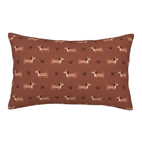 Gukieu Dachshund Dog Puppy Print Plush Pillow Cover, Hidden Zipper Pillow Protector without Pillow Core, Suitable for Bedroom, Office, Car Decoration-14"x20"