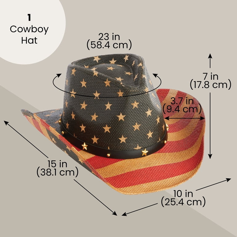 Zodaca Patriotic American Flag Cowboy Hat, Vintage Style  display picture 2