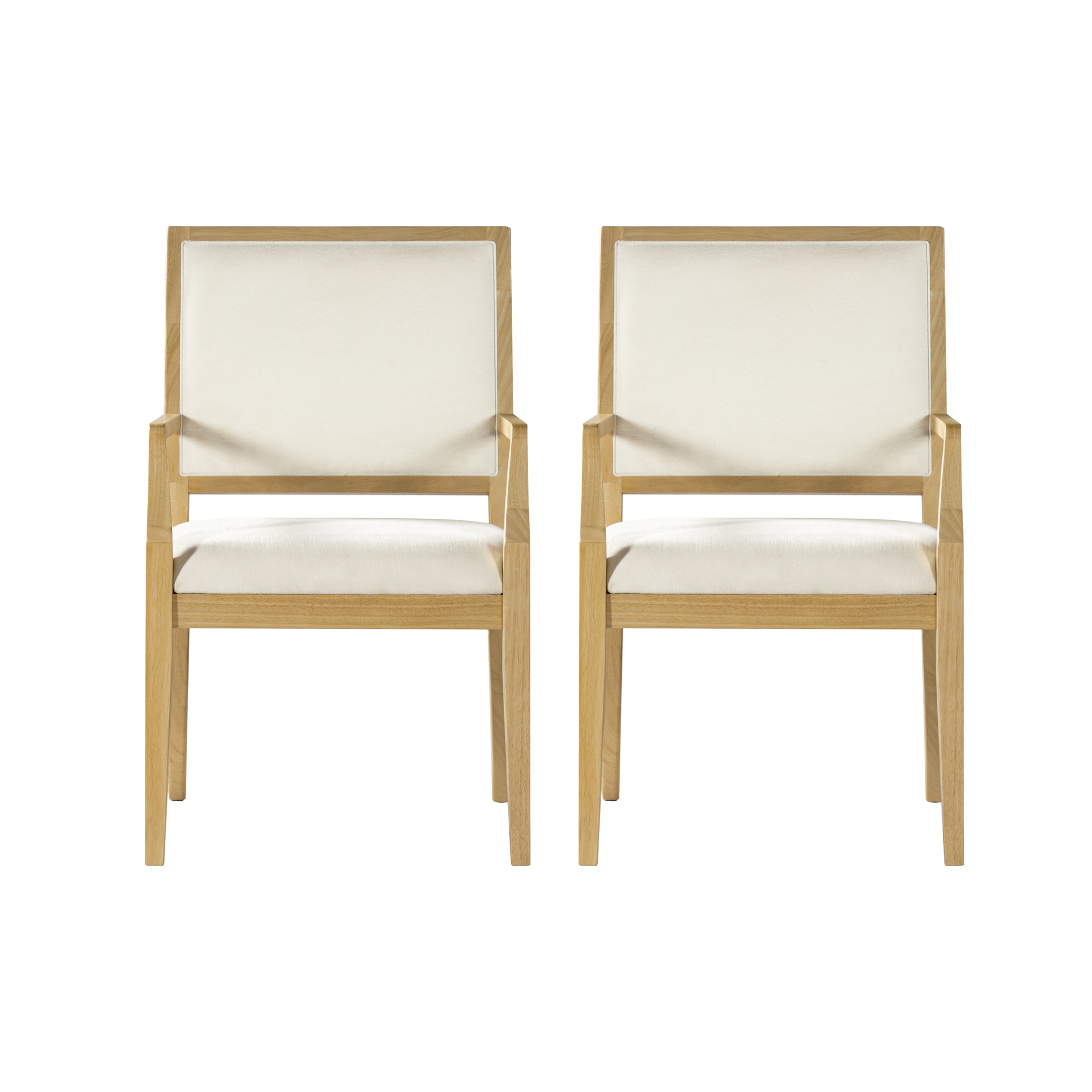 Christopher Knight Home Modern Upholstered Arm Dining Chairs, Rubberwood Frame, Beige+Natural, Set of 2