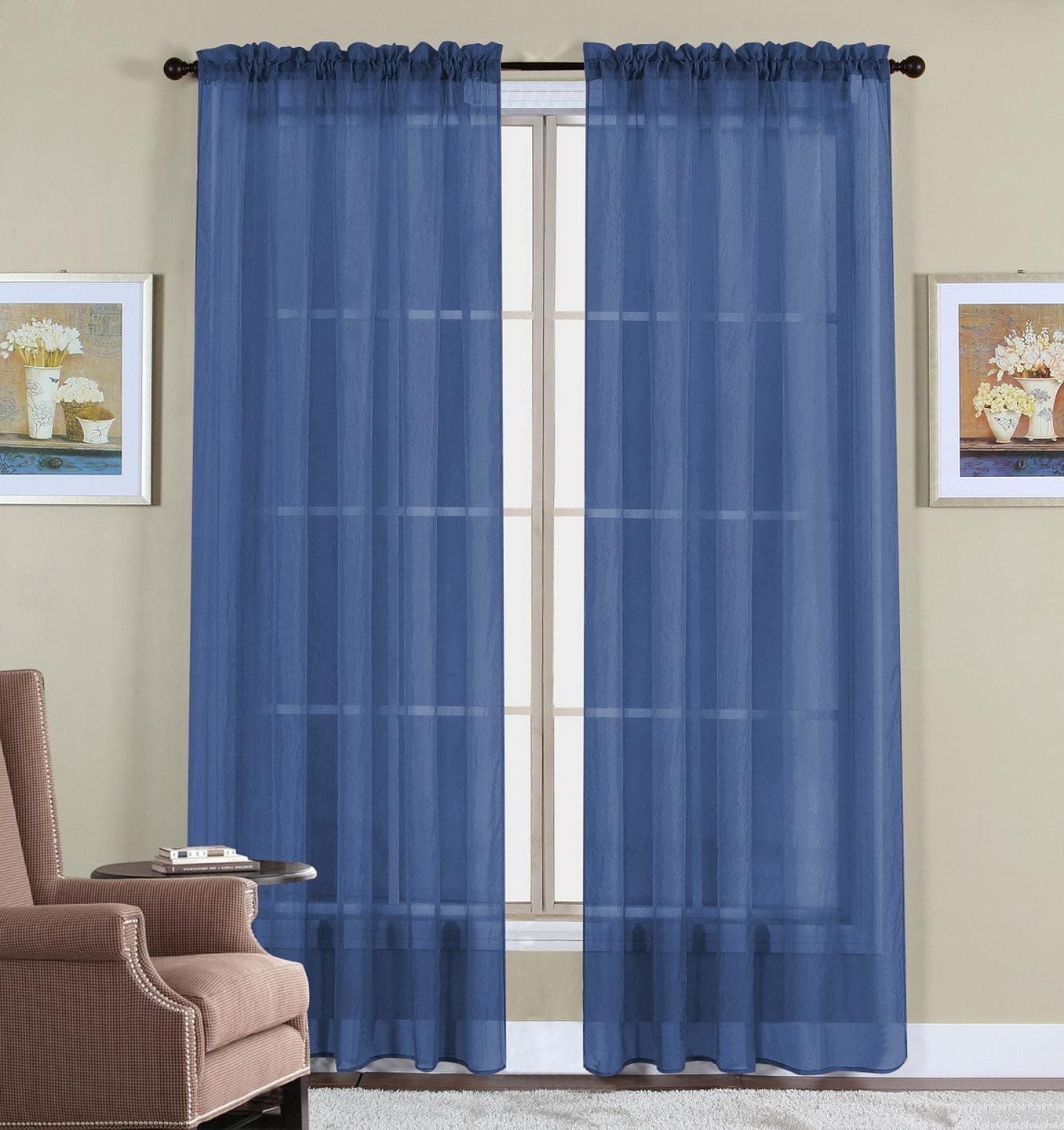 108inch Extra Long Voile 54" Wide Window Sheer Curtain Panel! Slate