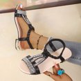thumbnail image 5 of Low Heeled Sandals for Women Vintage Rhinestone Open Toe Elegant Dressy Party Prom Heels Elastic Ankle Strap Black Size 6.5, 5 of 9
