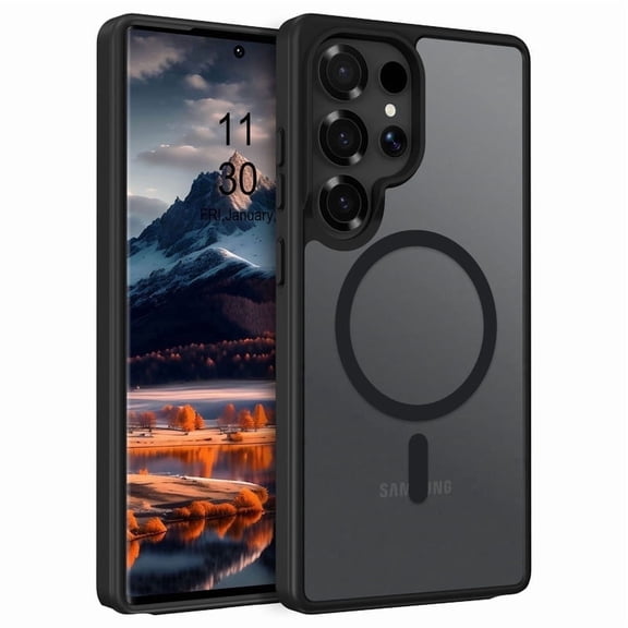 for SAMSUNG S25 Ultra Case Super Magnetic [Compatible with MagSafe] TPU Protective Translucent Matte Smooth, phone case for SAMSUNG S25 Ultra, Black