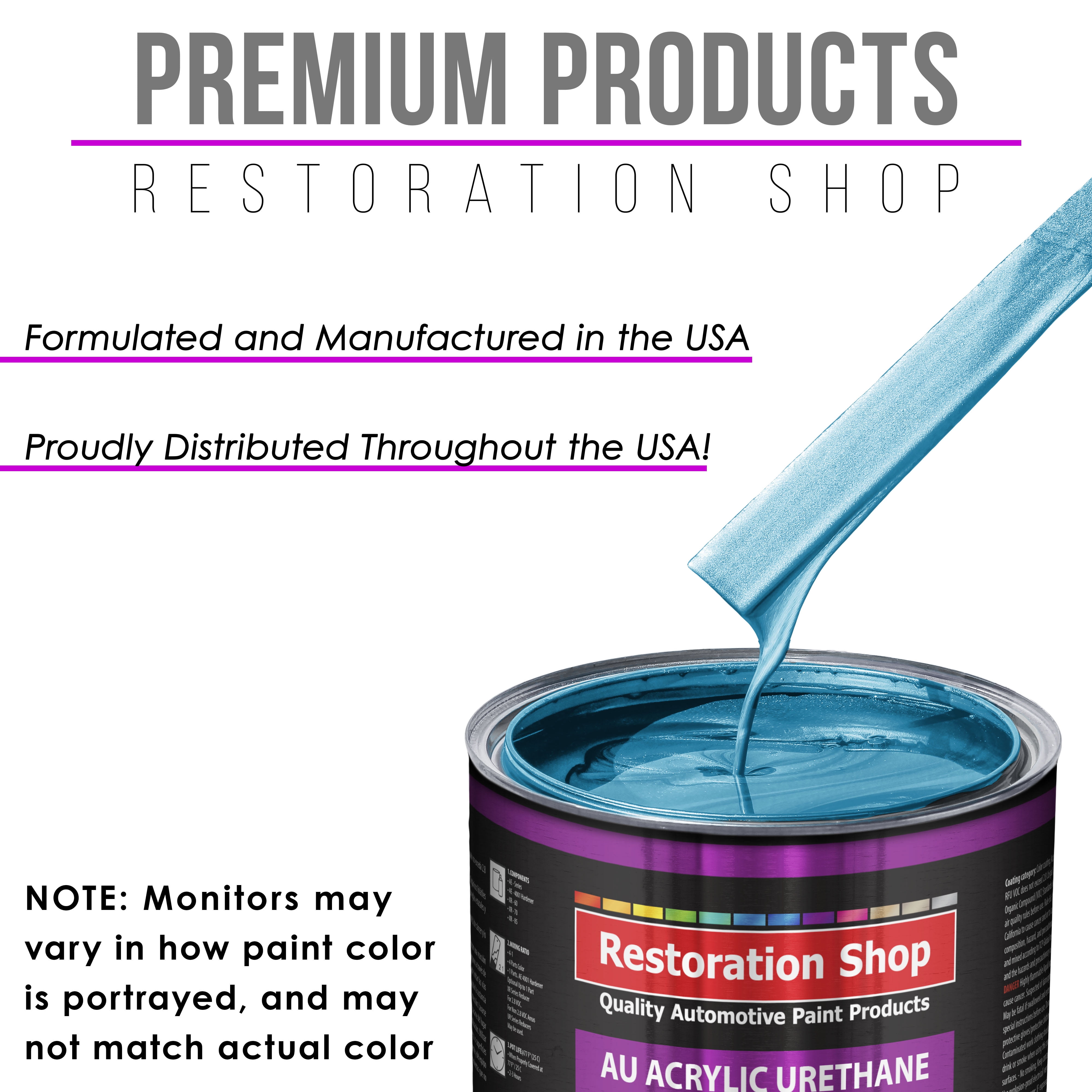 Restoration Shop - Marine Blue Acrylic Urethane Auto Paint - Complete  Gallon Paint Kit - Professional Single Stage High Gloss Automotive, Car,  Truck