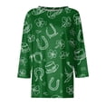thumbnail image 5 of Womens St Patricks Day Plus Size 3/4 Sleeve T Shirts Funny Green Shamrock Graphic Saint Patrick's Day Tee Tops Army Green 2XL, 5 of 7