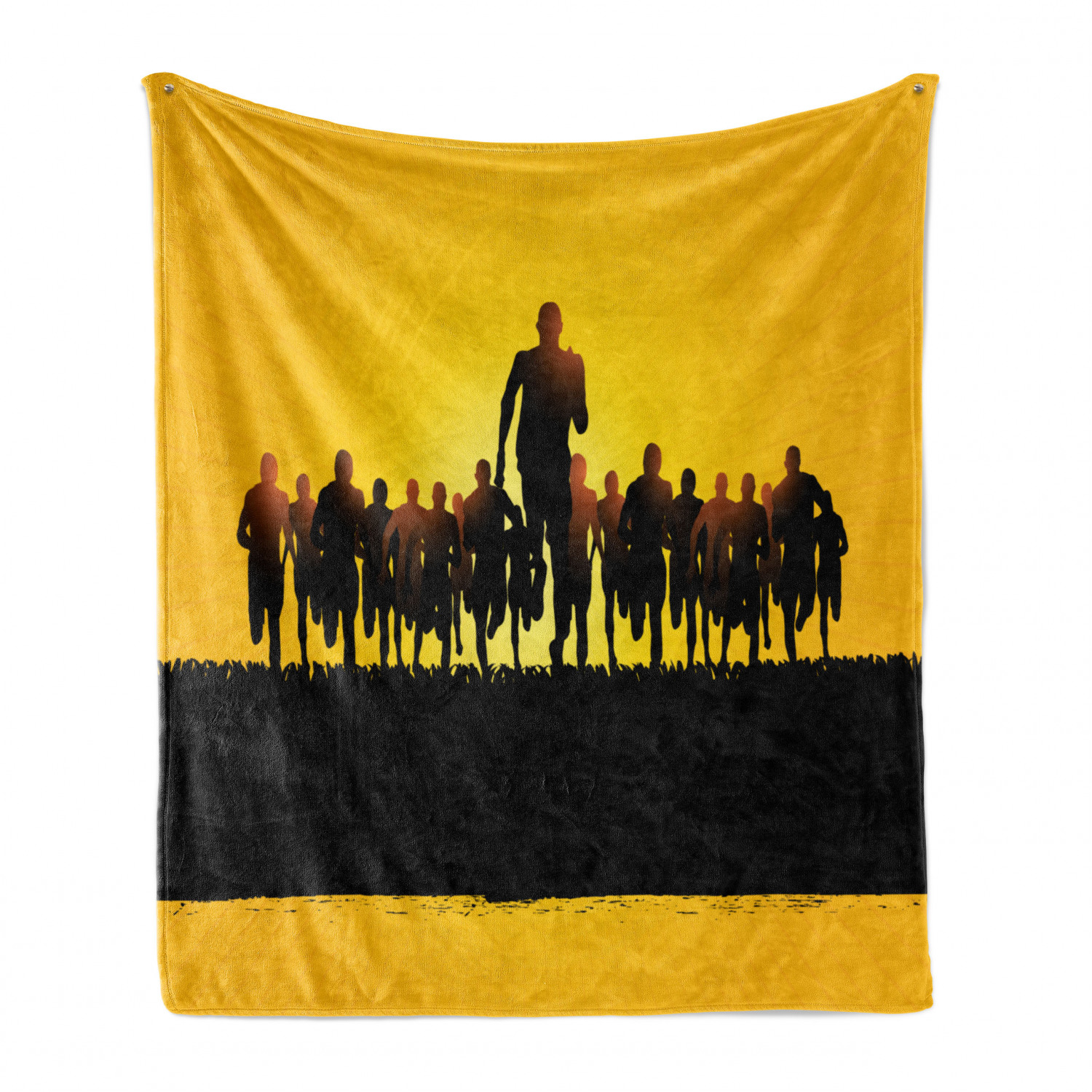 Running Soft Flannel Fleece Throw Blanket, Marathon Runners on a