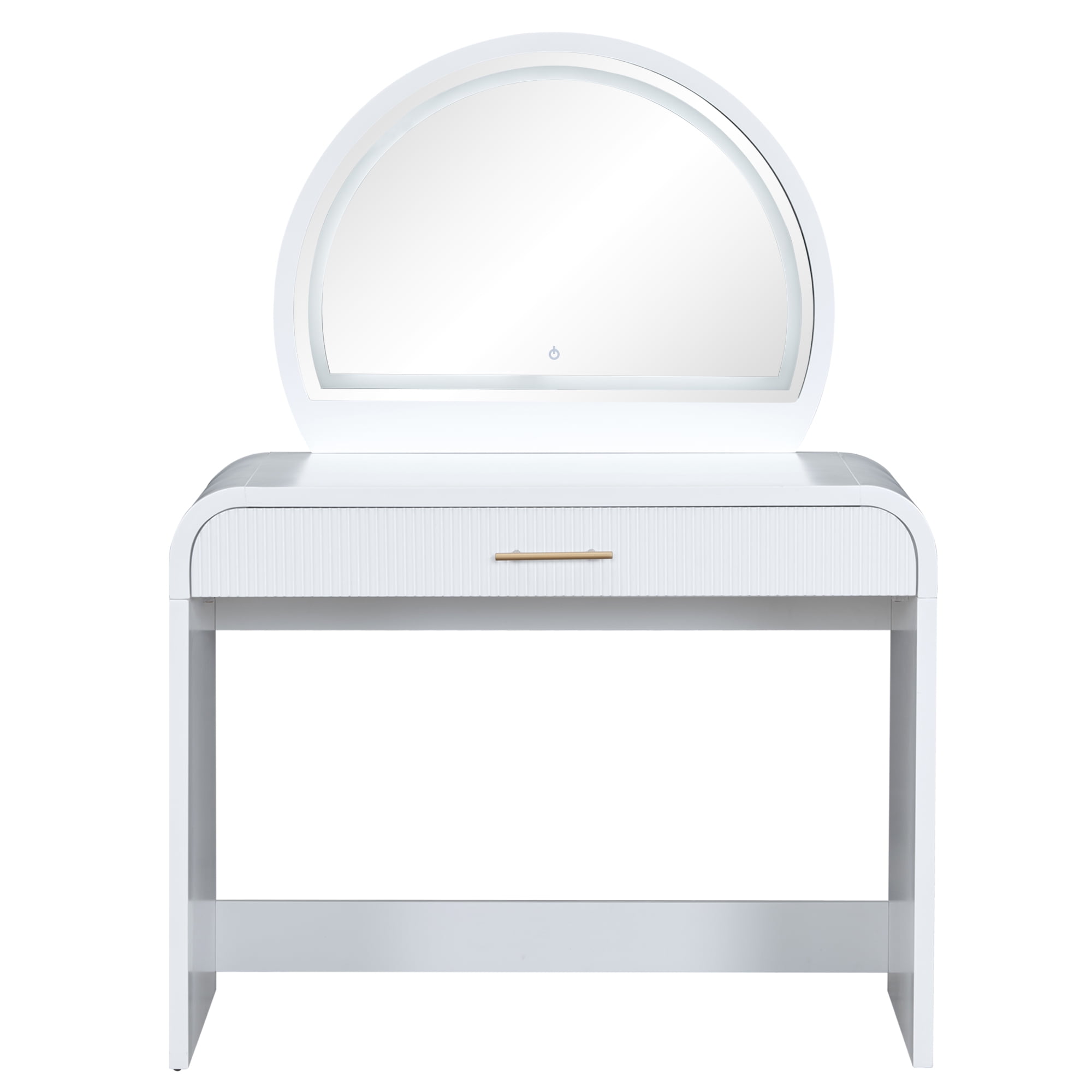 Yoneston 39" Makeup Vanity Table with Touch Screen 3 Adjustable Lighted Mirror, Dressing Table with Drawer for Bedroom, White