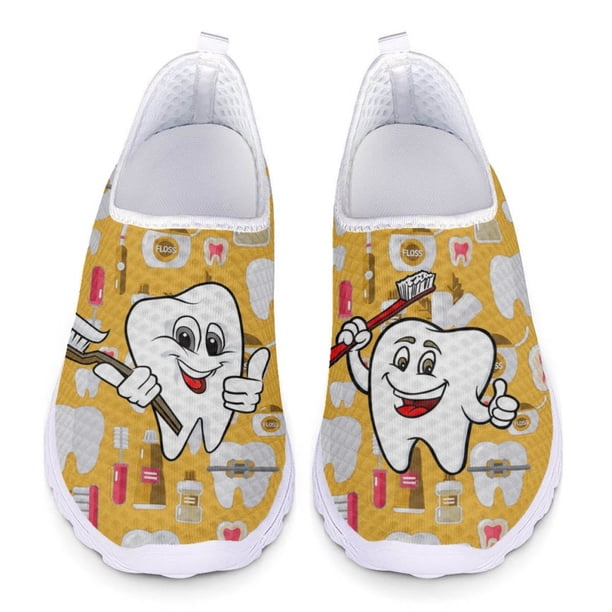 Zapatos de enfermería con dientes kawaii, dispositivos médicos dentales, diseño de marca, zapatillas transpirables, zapatos de verano ligeros y suaves sin cordones, zapatos para mujer