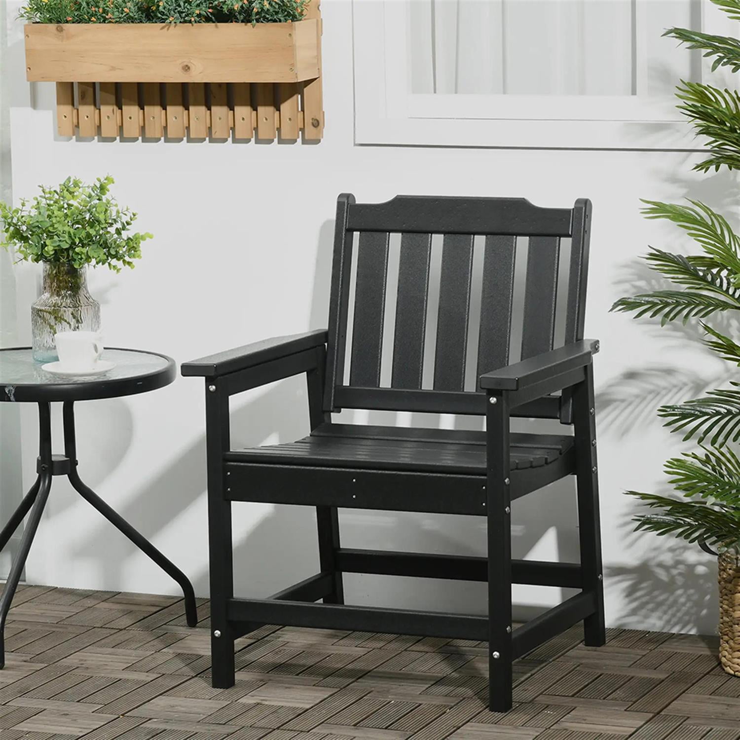 Demi Bonn Outdoor HDPE Dining Chairs, All-Weather Patio Chair for Garden, Backyard, Deck, Porch, Lawn, Black