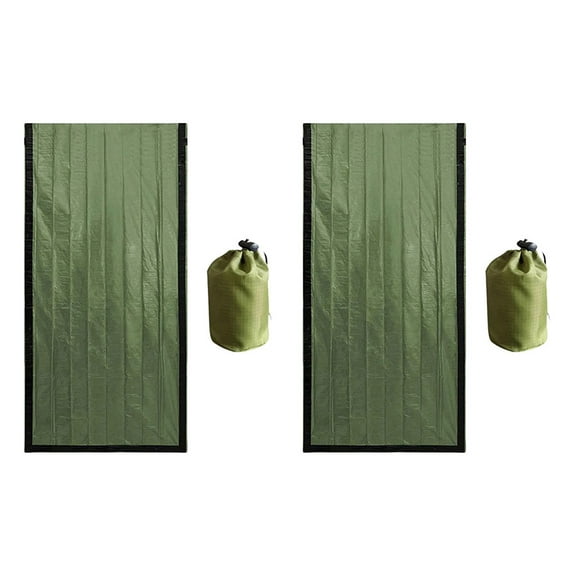 Emergency Sleeping Bag Under $15 WLIZJ 2 Pack Emergency Sleeping Bag Thermal Bivy Sack Survival Sleeping Bag (Green)