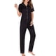 thumbnail image 5 of Conjuntos de pijama Prolriy para mujer, pijamas casuales de 2 piezas para hombre, blusa de manga larga con botones, satén de seda, ropa de dormir de dos piezas, traje, pantalón, conjuntos de pijama, 5 of 8