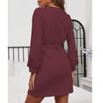 thumbnail image 2 of Vestido De Manga Larga, Vestido Cruzado Lavable Para Mujer Color Puro Patrón De Gofre De Poliéster Transpirable Cierre De Manga Larga Para La Vida Diaria Para Las Vacaciones ANGGREK Otros, 2 of 6