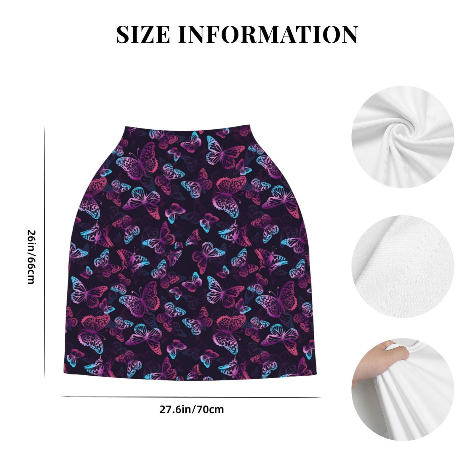 Fotbe Purple Butterfly Pattern Car Seat Covers for Babies, Nursing Breastfeeding Cover Infant Carseat Canopy, Soft Stretchy Carrier Cover