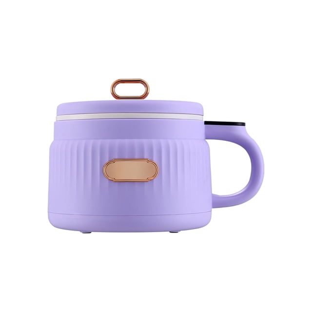 Olla arrocera de 1,6 l para cocinar fideos, olla antiadherente multifuncional de cocción rápida, olla eléctrica para viajes, apartamento o oficina para 1 o 2 personas. Violeta
