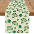 thumbnail image 1 of St. Patricks Day Table Runner Shamrock Rainbow Seasonal Kitchen Dining Table Indoor Outdoor Party Decorations 13x72 Inch, 1 of 5