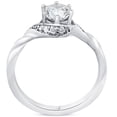 thumbnail image 3 of Pompeii 5/8ct Diamond Halo Solitaire Twist Band Engagement Ring 14k White Gold, 3 of 4