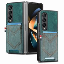 Dteck for Samsung Galaxy Z Fold3 Case with Card Holder, Lightweight Slim Fit PU Leather Protective Cover Case for Samsung Galaxy Z Fold 3 5G,Green
