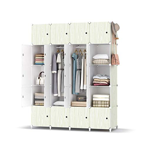 12 Cube HOMIDEC Portable Closet Wardrobe with Clothes Hanging Rod Closet Organizers and Storage Shelves Cabinet Armoire for Bedroom