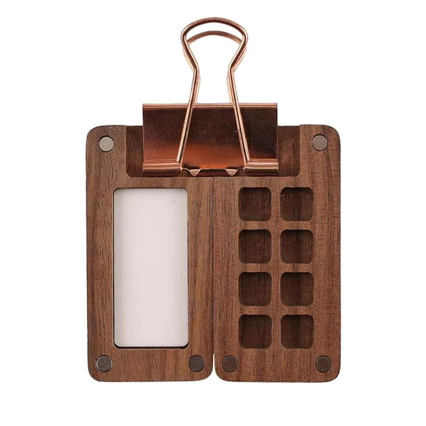 Paleta de acuarela de madera, caja de almacenamiento de pintura de acuarela, fácil de limpiar, pintura vacía Con clip
